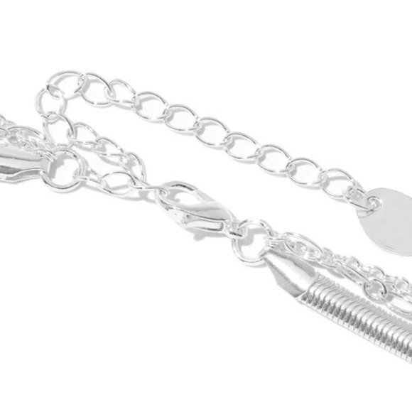 Silver Cross Multi Strand Choker Necklace - Picture 2 of 3